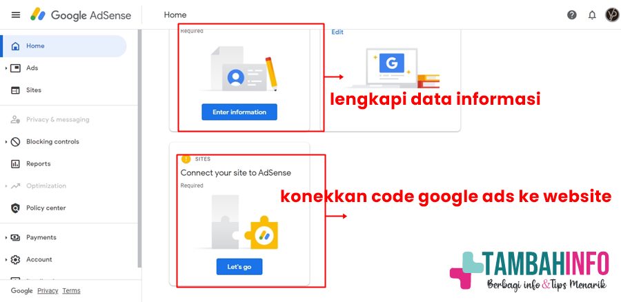 langkah setelah daftar google adsense